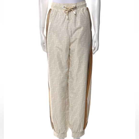 Fendi Pants - Fendi Beige Monogram Joggers with Brown Accents